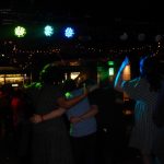 Audience members gathered in Jim's bar, QMU for LMHR gig